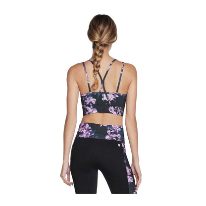 Winter Bloom - Back - Skechers Womens-Ladies Floral Stretch Medium Impact Sports Bra