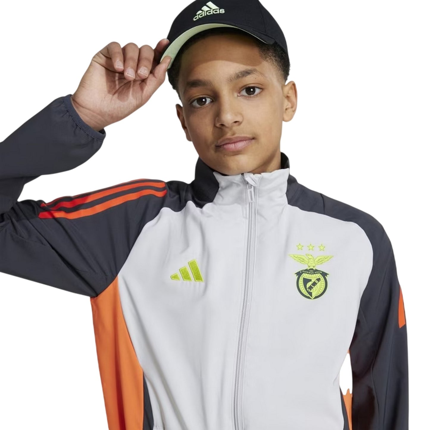 Light Grey Solid - Side - Adidas Childrens-Kids Tiro 2024-25 SL Benfica Tracksuit Top