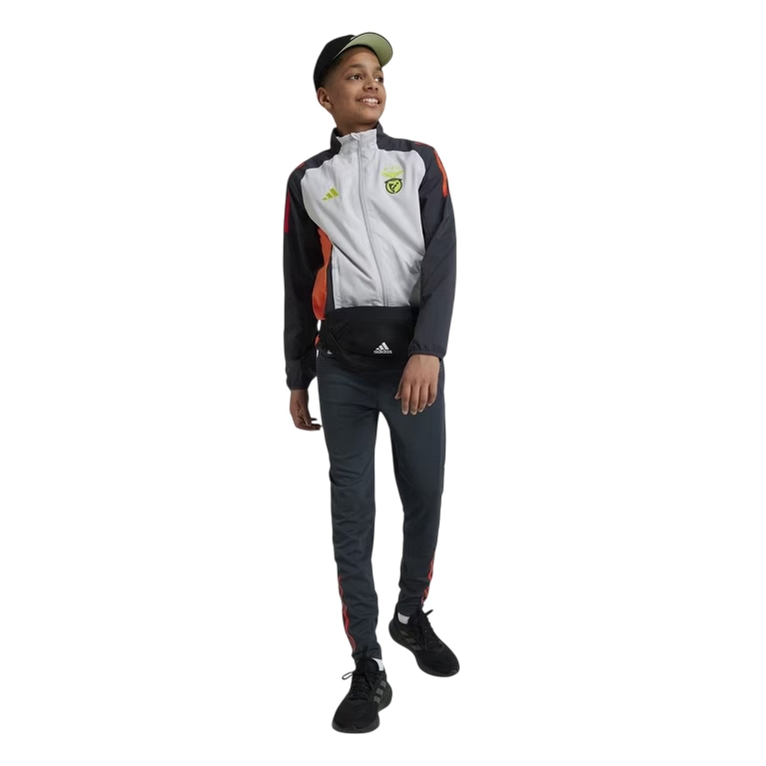 Light Grey Solid - Lifestyle - Adidas Childrens-Kids Tiro 2024-25 SL Benfica Tracksuit Top