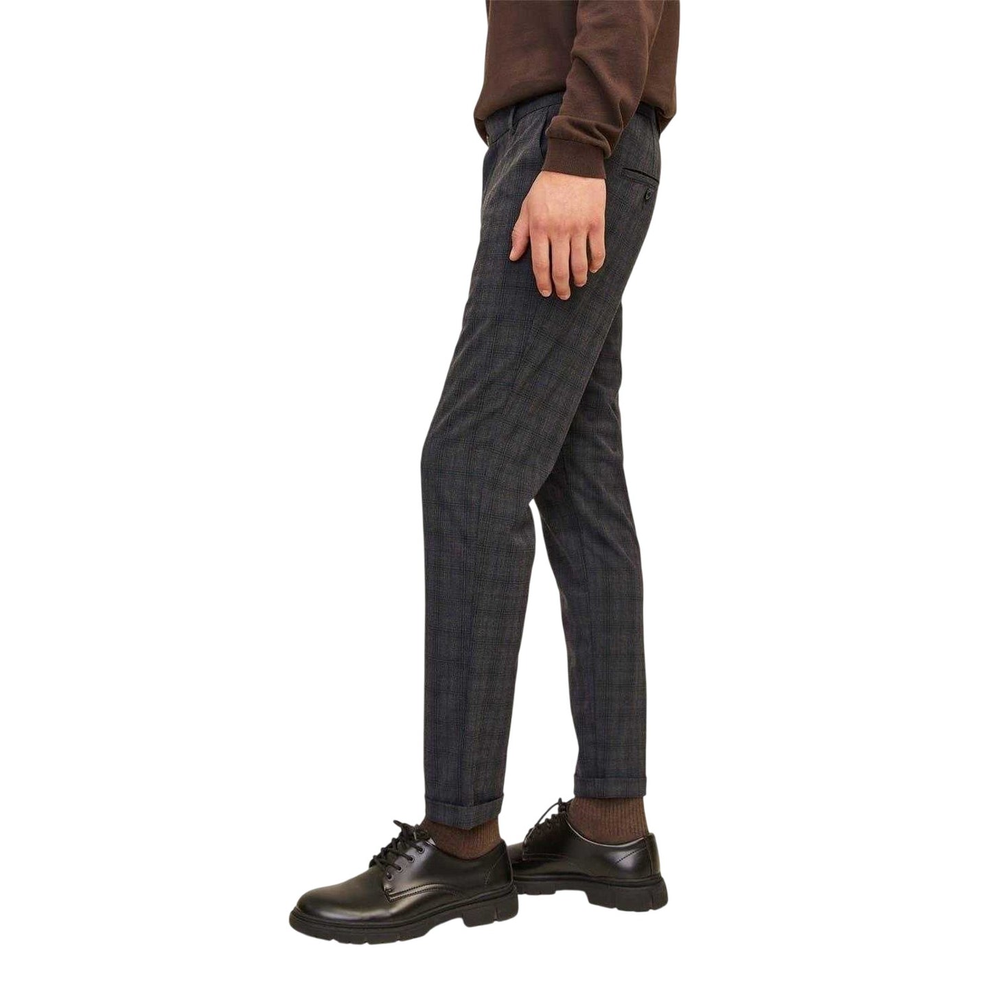 Black - Pack Shot - Jack And Jones Mens Marco Plaid Slim Chinos