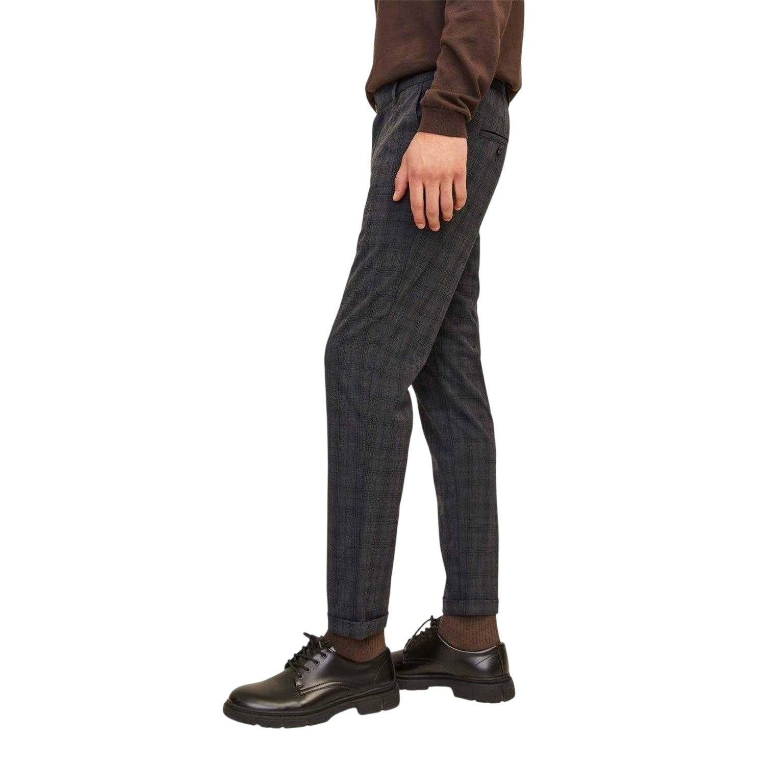 Black - Pack Shot - Jack And Jones Mens Marco Plaid Slim Chinos
