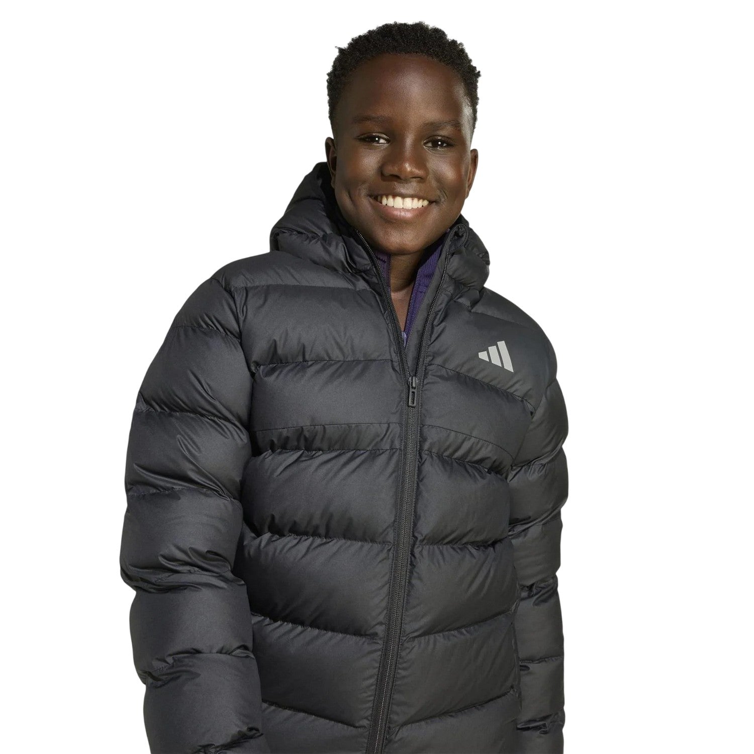 Triple Black - Side - Adidas Childrens-Kids Climawarm Puffer Jacket