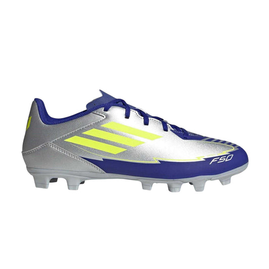 Silver-Blue - Front - Adidas Mens F50 Club Regular Firm Ground Football Boots