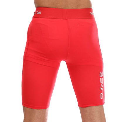 Red - Back - Skins Mens Series-1 Half Length Tights