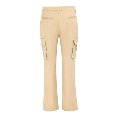 Cream - Back - SoulCal Mens Plain Slim Cargo Trousers
