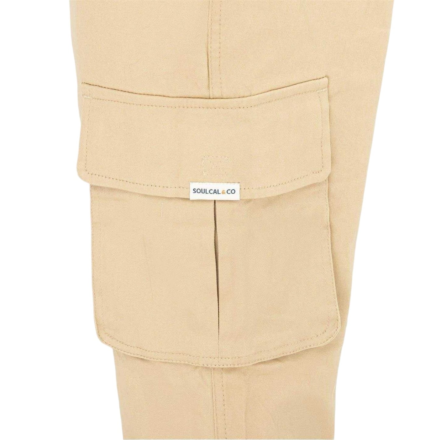 Cream - Lifestyle - SoulCal Mens Plain Slim Cargo Trousers
