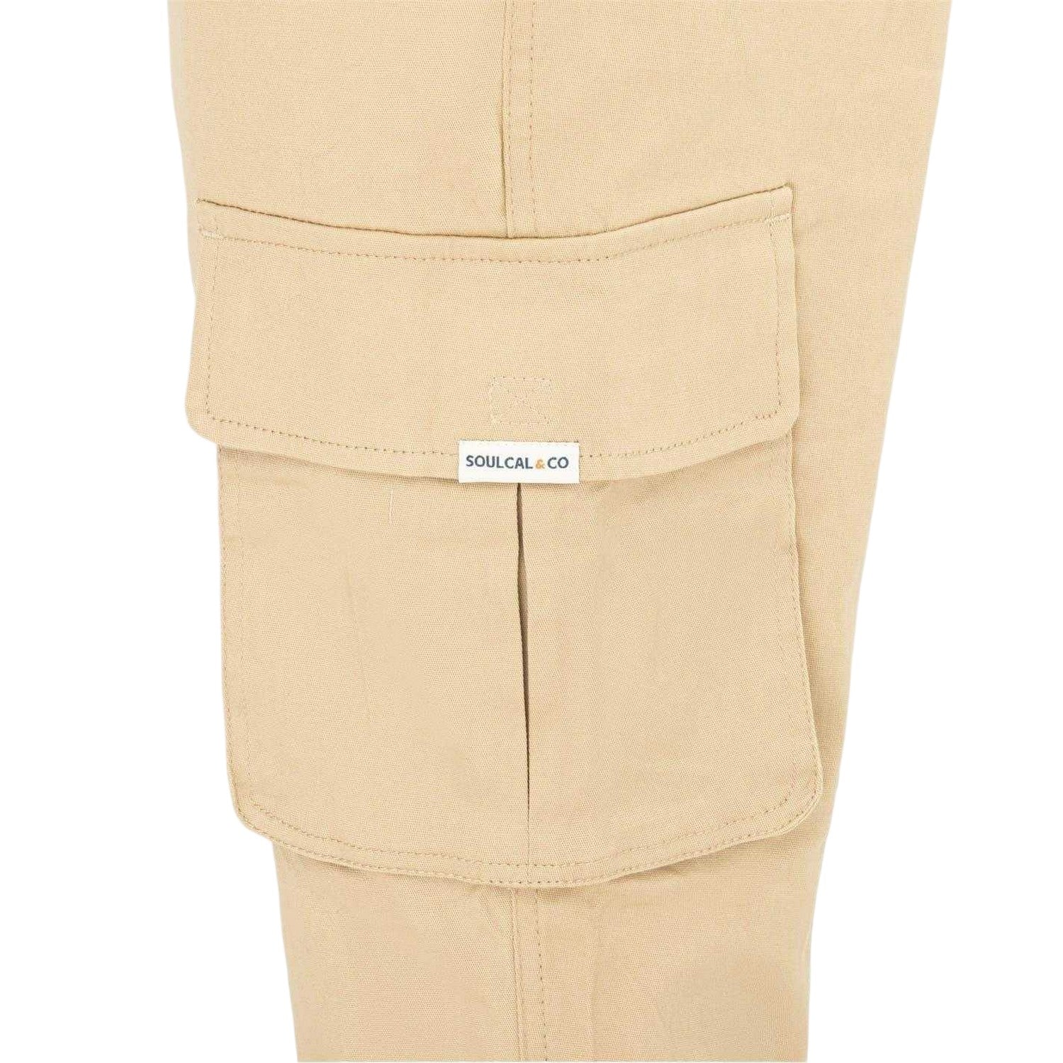Cream - Lifestyle - SoulCal Mens Plain Slim Cargo Trousers