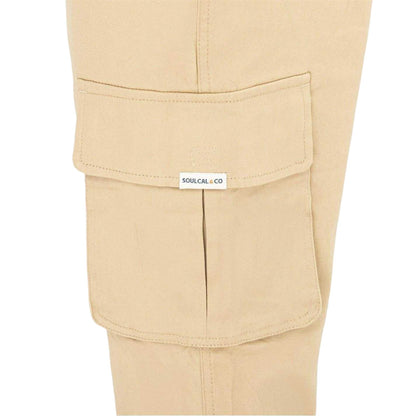 Cream - Lifestyle - SoulCal Mens Plain Slim Cargo Trousers