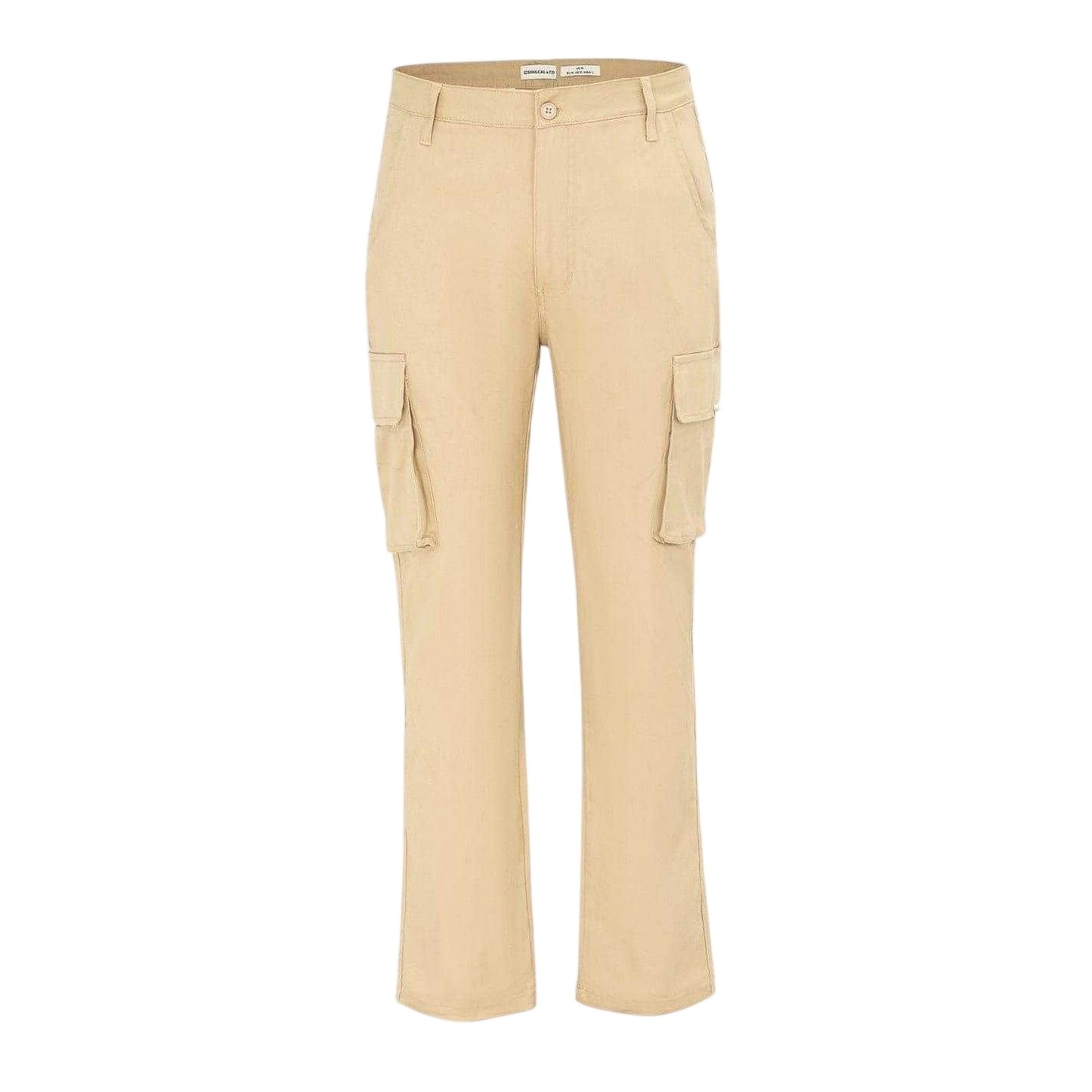 Cream - Front - SoulCal Mens Plain Slim Cargo Trousers