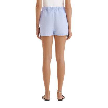 Blue Stripe - Back - 4th & Reckless Womens-Ladies Via Pinstripe Boxer Shorts