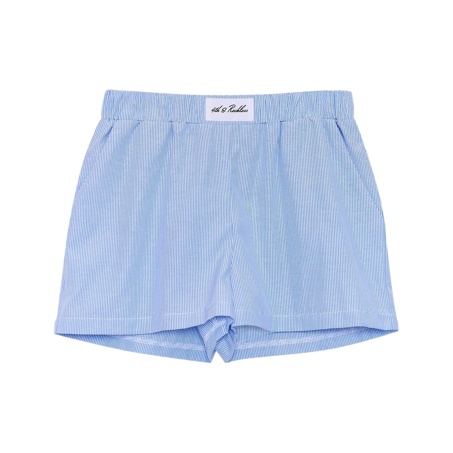 Blue Stripe - Front - 4th & Reckless Womens-Ladies Via Pinstripe Boxer Shorts