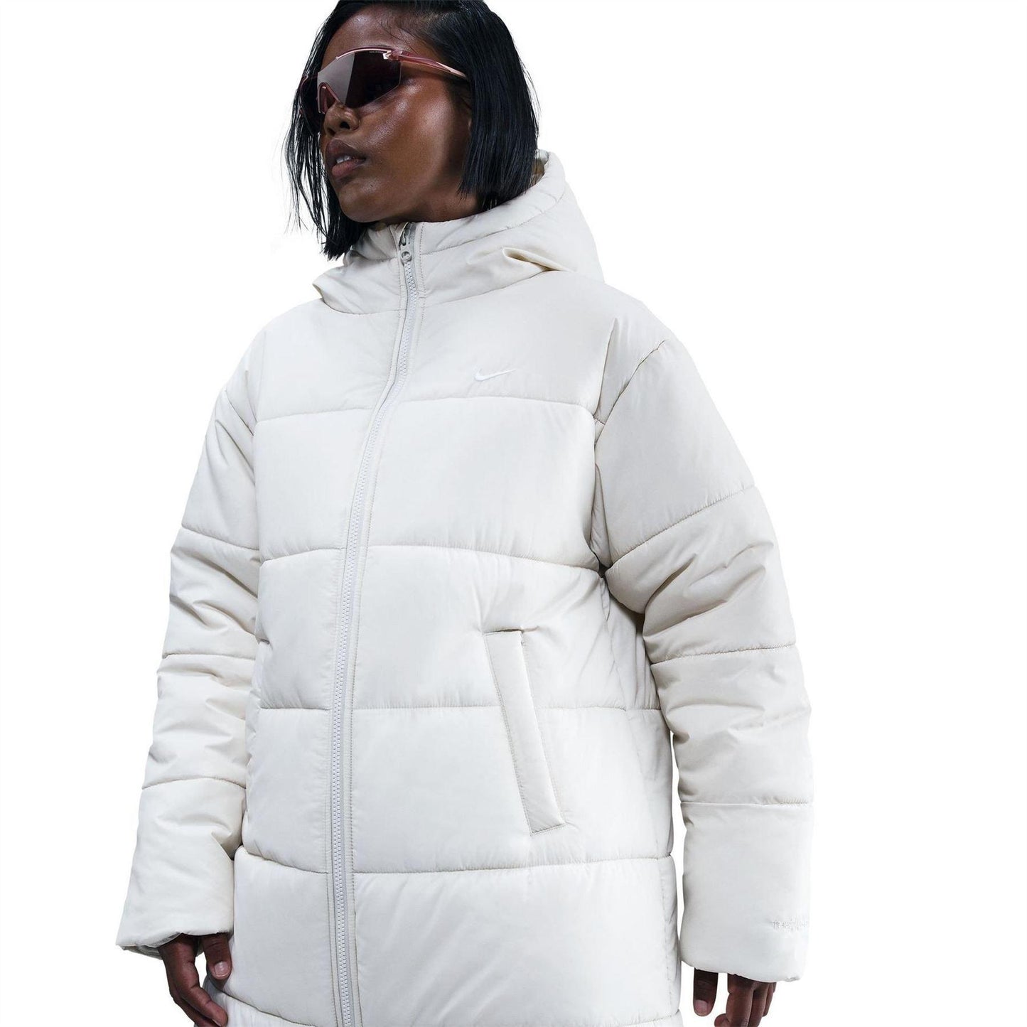 Bone-White - Front - Nike Womens-Ladies Classic Therma-Fit Insulated Loose Puffer Jacket