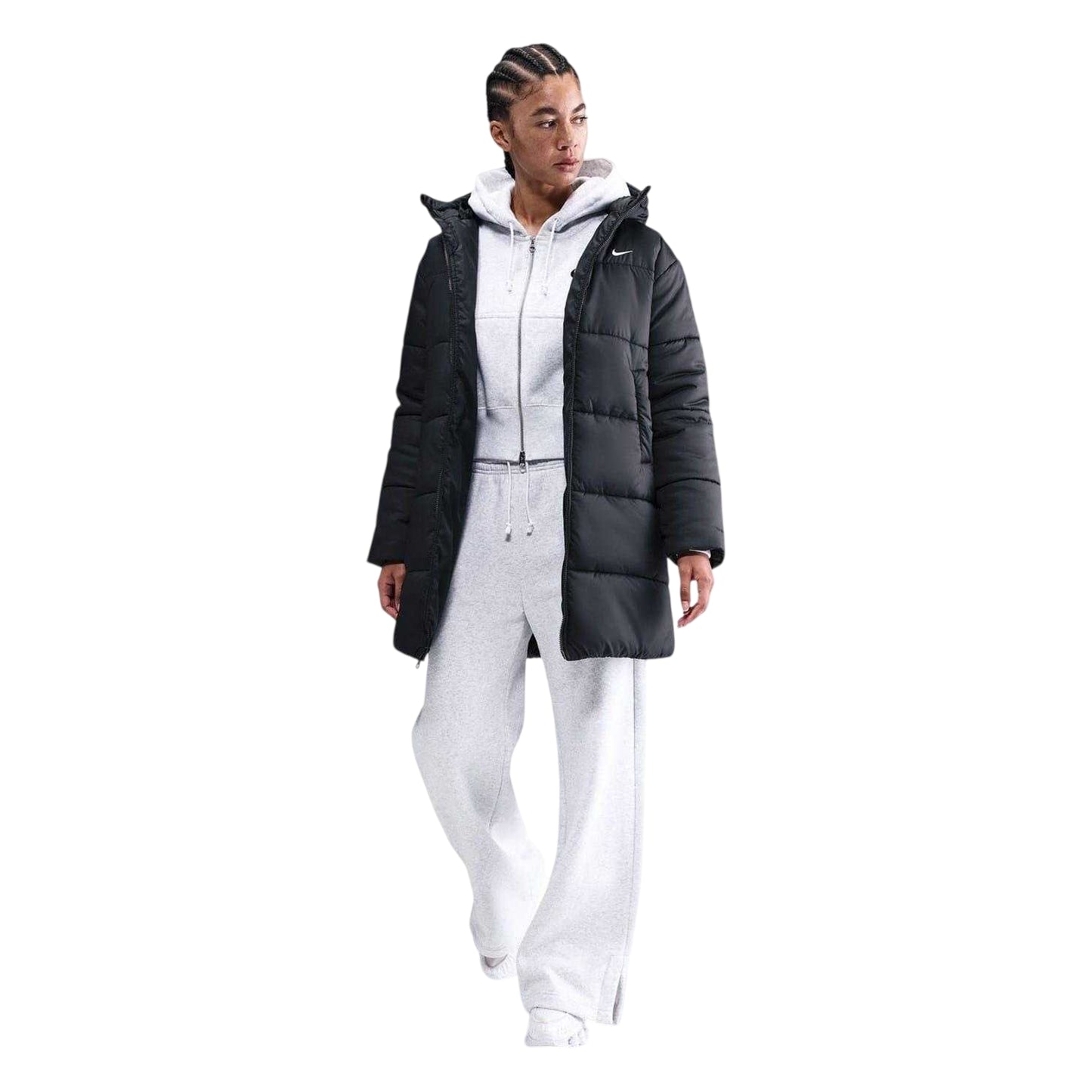 Black - Front - Nike Womens-Ladies Classic Therma-Fit Insulated Loose Puffer Jacket