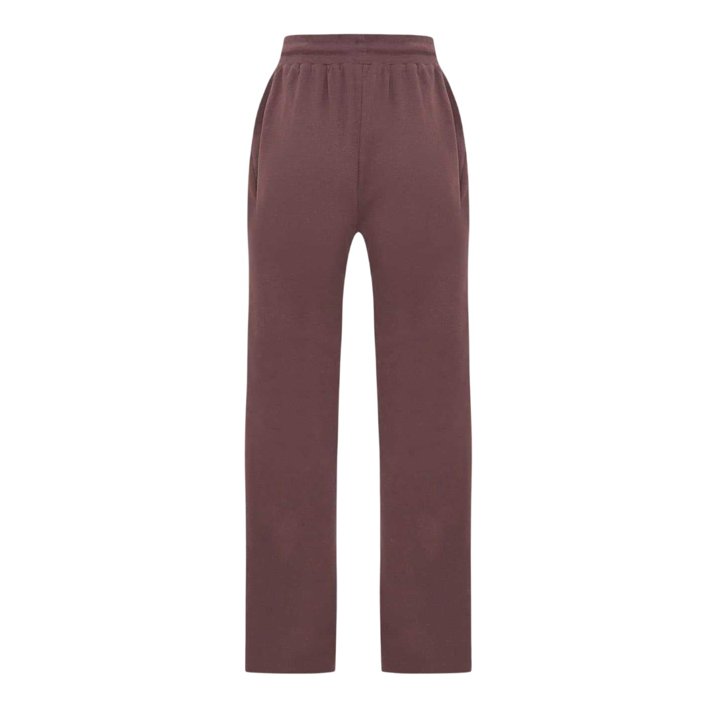 Brown - Back - I Saw It First Womens-Ladies Plain Wide Leg Trousers