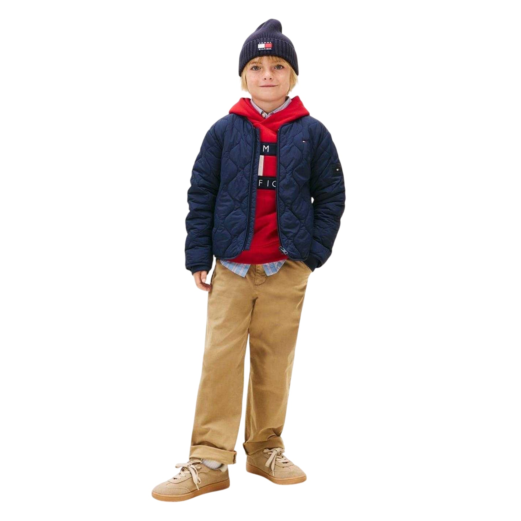 Night Navy - Side - Tommy Hilfiger Childrens-Kids Quilted Quilted Jacket