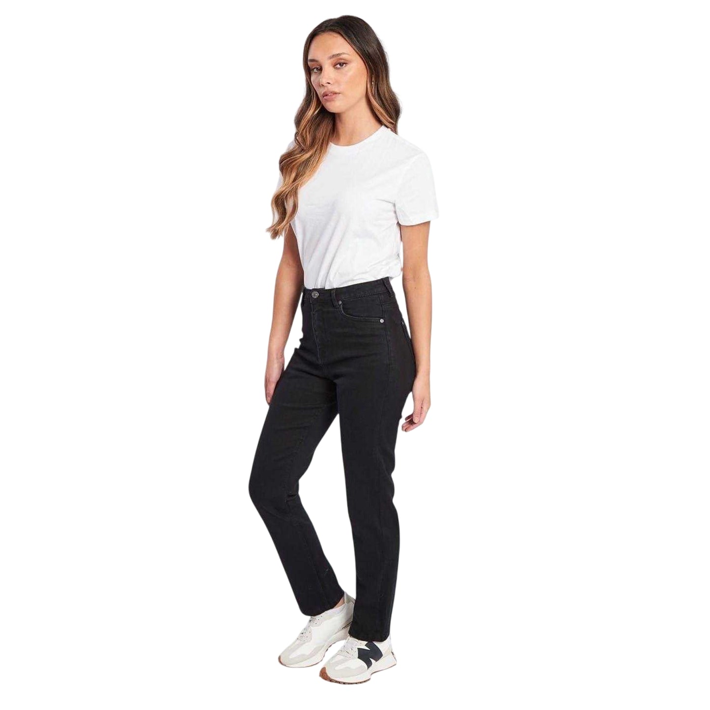 Black - Side - Be You Womens-Ladies Relaxed Mom Jeans