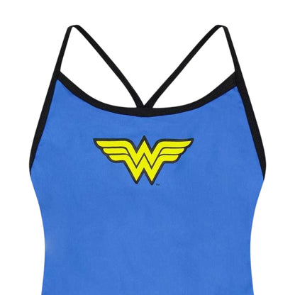 Blue - Side - Zoggs Girls Wonder Woman One Piece Swimsuit