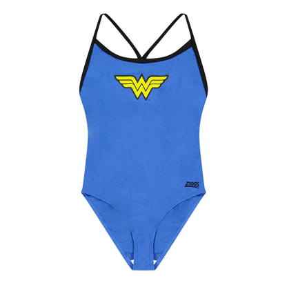 Blue - Front - Zoggs Girls Wonder Woman One Piece Swimsuit