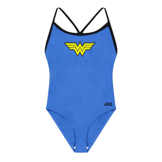 Blue - Front - Zoggs Girls Wonder Woman One Piece Swimsuit
