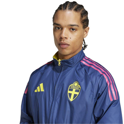 Dark Blue-Yellow - Side - Adidas Mens Sweden FA Anthem Jacket