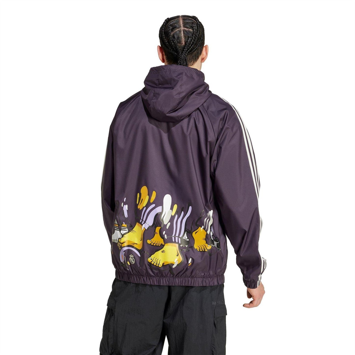 Aurora Black - Back - Adidas Mens Real Madrid Seasonal Water Resistant Anorak