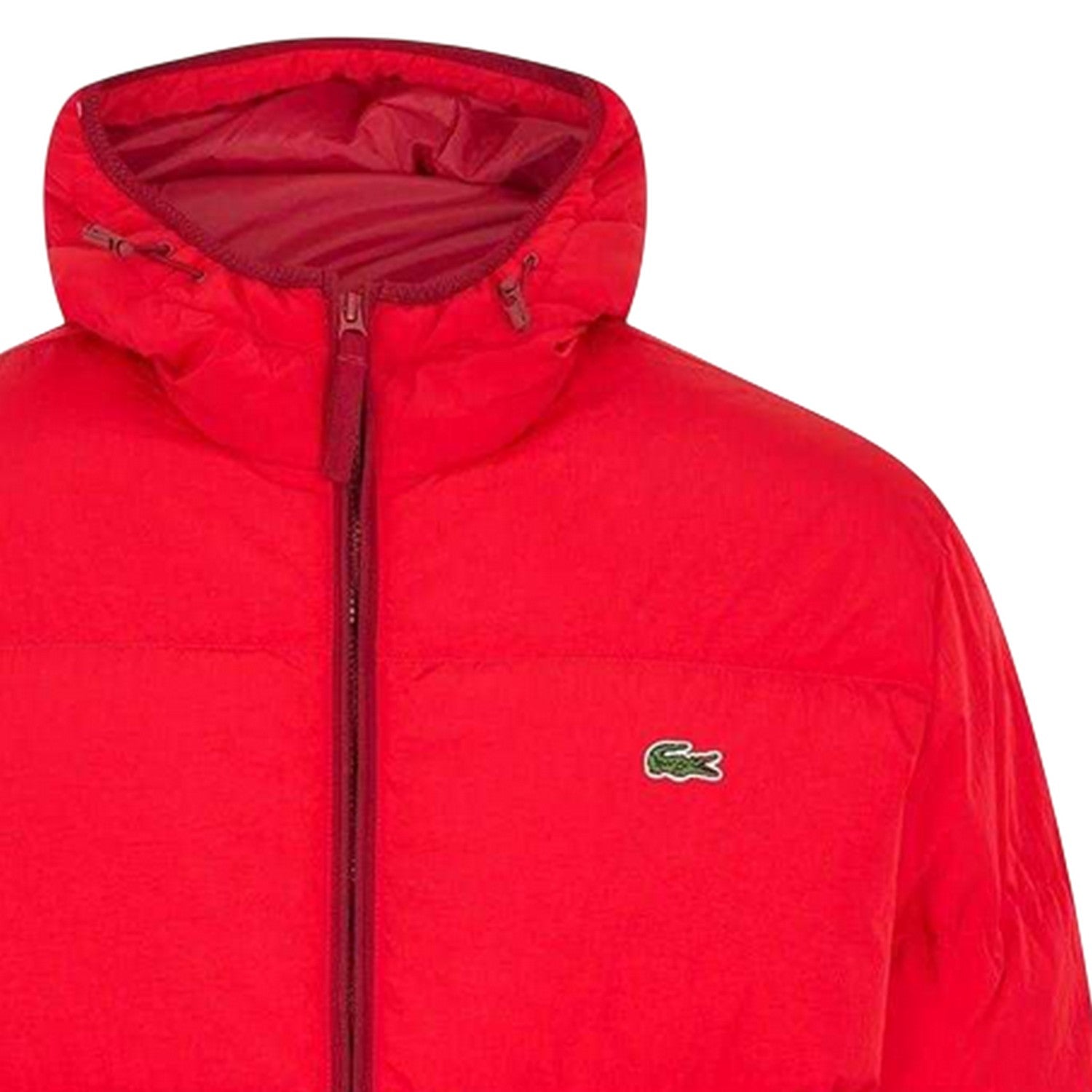Red - Side - Lacoste Mens Heavyweight Quilted Puffer Jacket