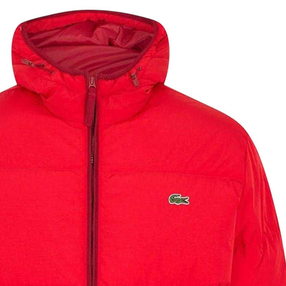 Red - Side - Lacoste Mens Heavyweight Quilted Puffer Jacket
