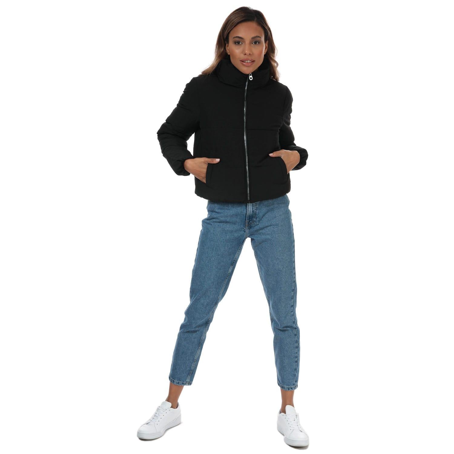 Black - Side - Only Womens-Ladies Dolly Short Puffer Jacket