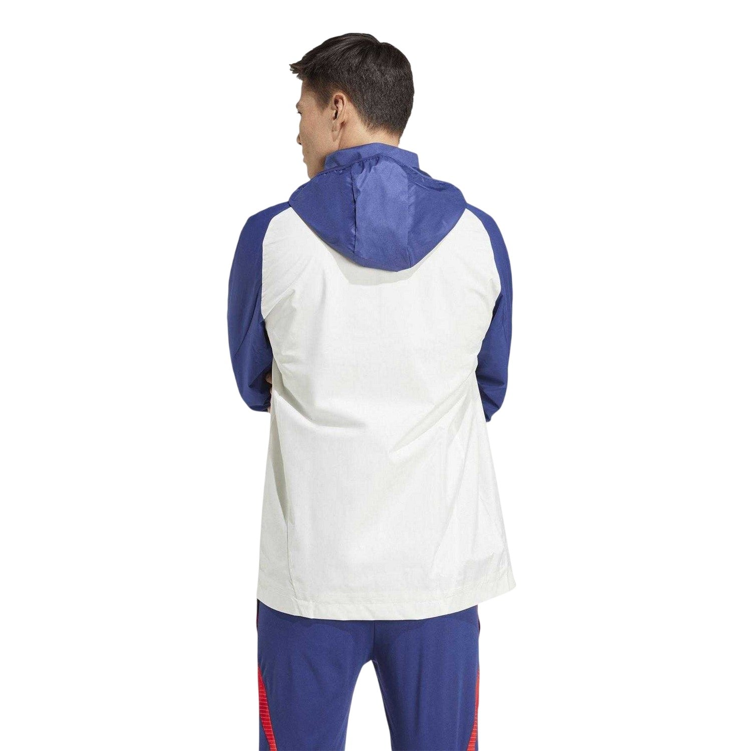 White - Back - Adidas Mens Olympique Lyonnais Tiro 24 Waterproof Jacket
