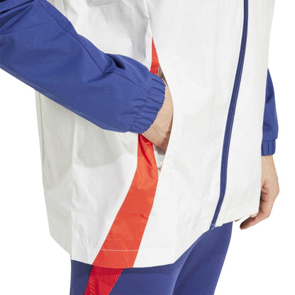 White - Side - Adidas Mens Olympique Lyonnais Tiro 24 Waterproof Jacket