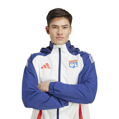 White - Lifestyle - Adidas Mens Olympique Lyonnais Tiro 24 Waterproof Jacket