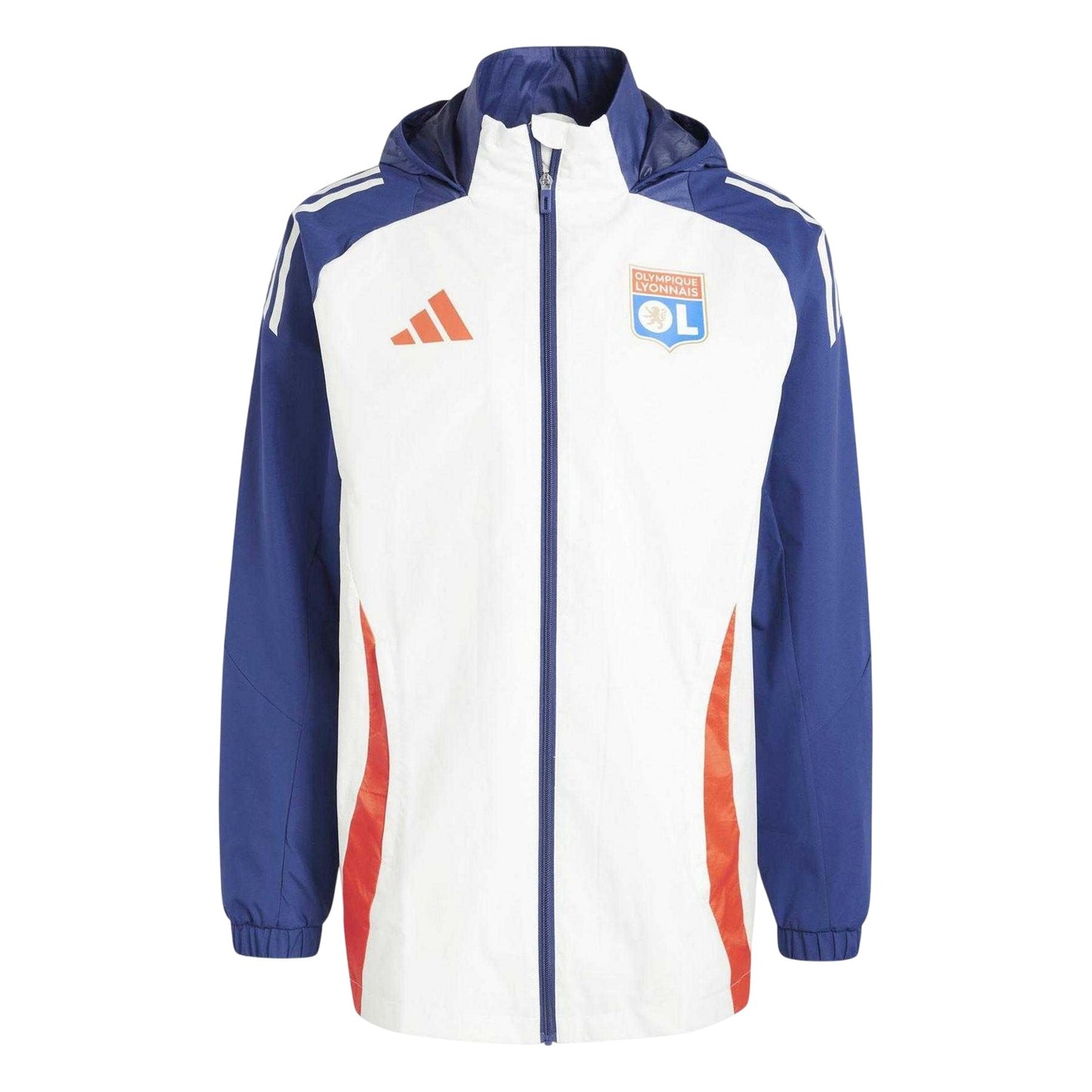 White - Front - Adidas Mens Olympique Lyonnais Tiro 24 Waterproof Jacket