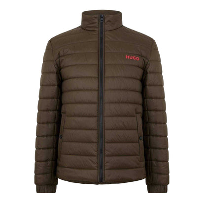 Dark Green - Front - Hugo Mens Horizontal Stripe Puffer Jacket