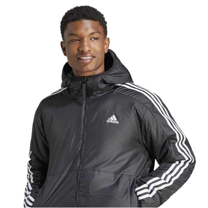 Black - Side - Adidas Mens Essential 3 Stripes Puffer Jacket