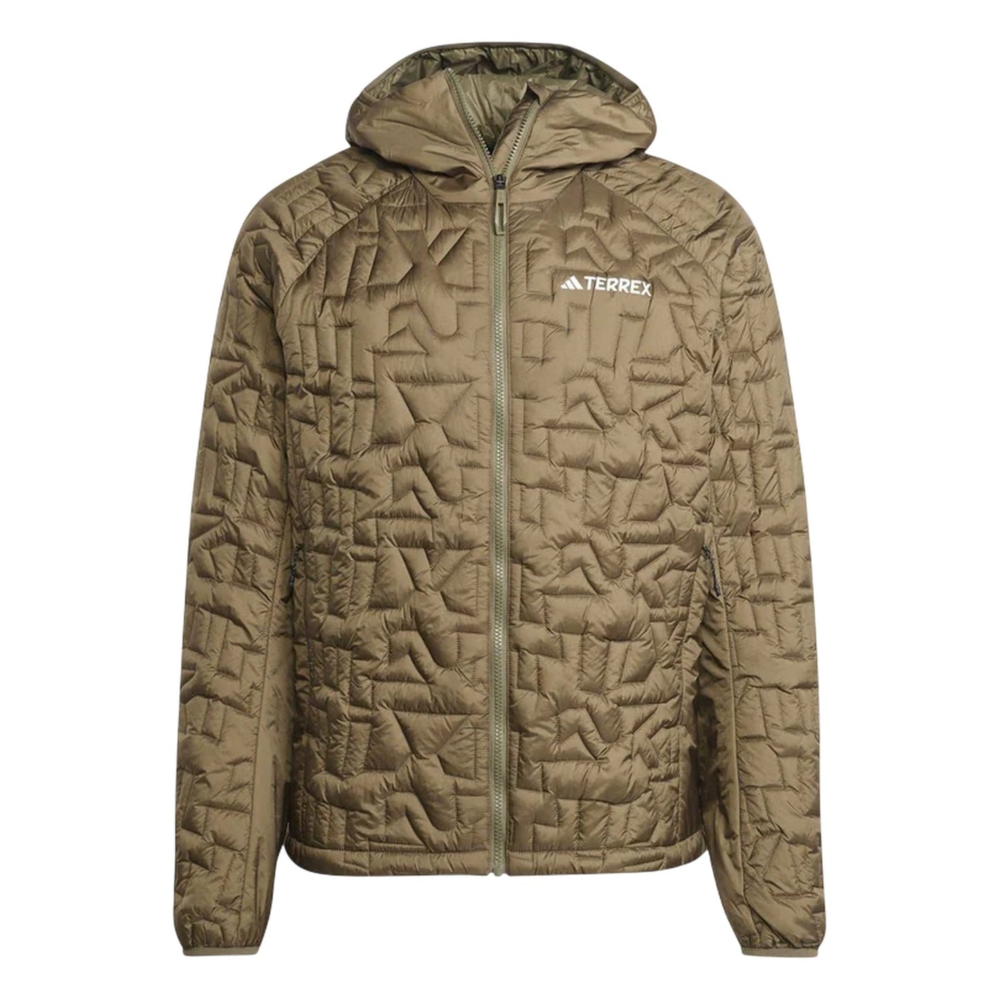 Olive Strata - Front - Adidas Mens Geometric Waterproof Puffer Jacket