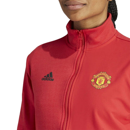 Red - Side - Adidas Womens-Ladies Anthem Manchester United FC Track Jacket