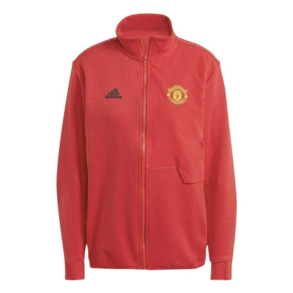Red - Front - Adidas Womens-Ladies Anthem Manchester United FC Track Jacket