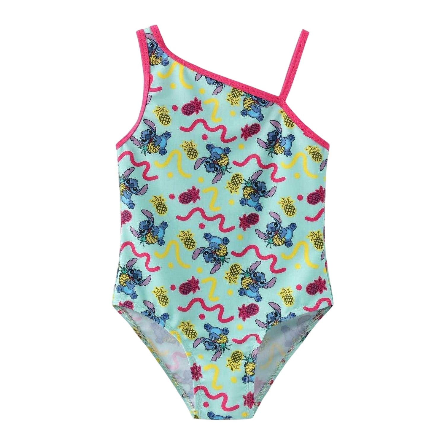 Blue - Front - Lilo & Stitch Girls Stitch Character One Piece Swimsuit