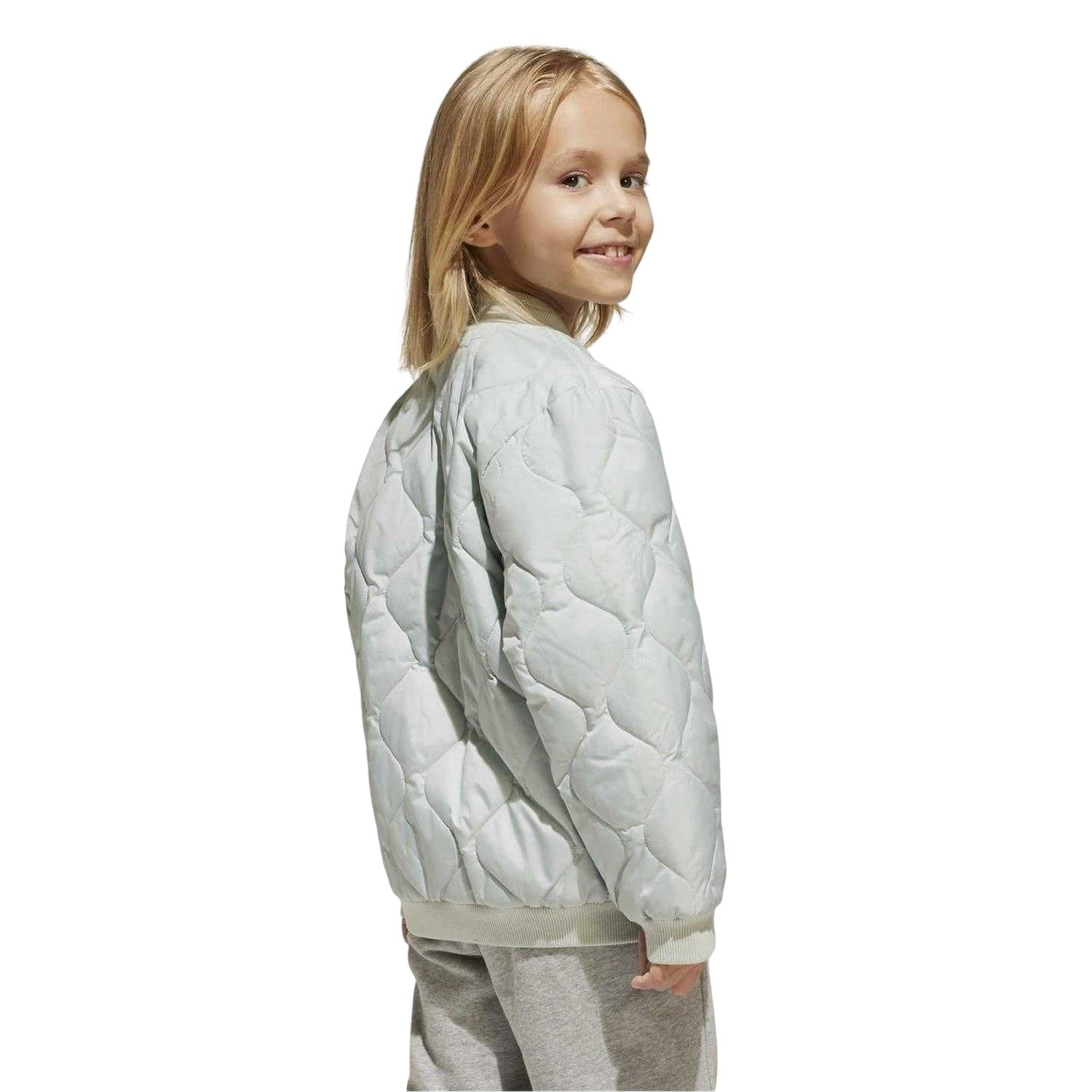Silver-Black - Side - Adidas Childrens-Kids Regular Puffer Jacket