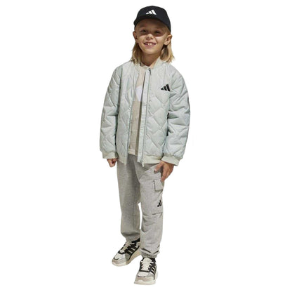 Silver-Black - Pack Shot - Adidas Childrens-Kids Regular Puffer Jacket