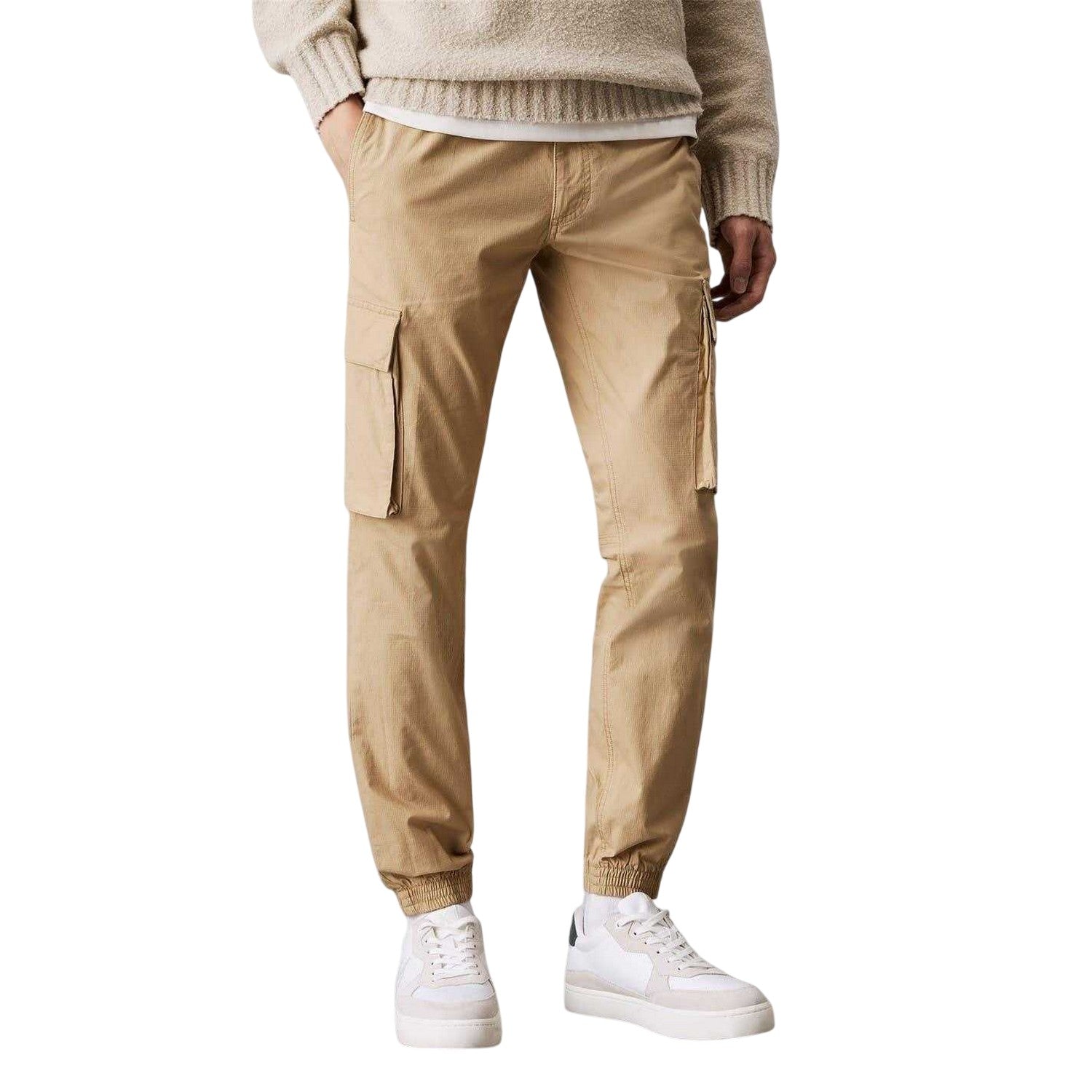 Travertine - Side - Calvin Klein Mens Skinny Cargo Trousers