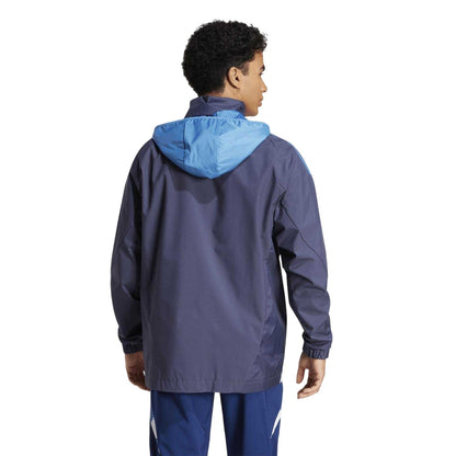 Shadow Blue - Back - Adidas Mens France Rugby Anorak