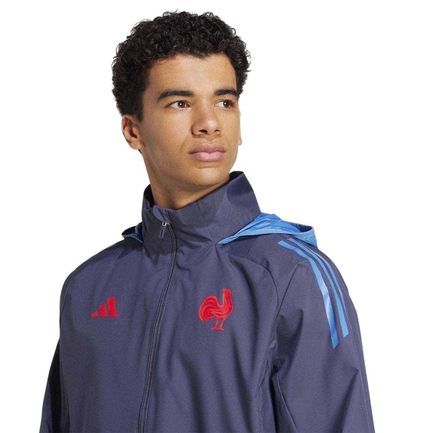 Shadow Blue - Side - Adidas Mens France Rugby Anorak