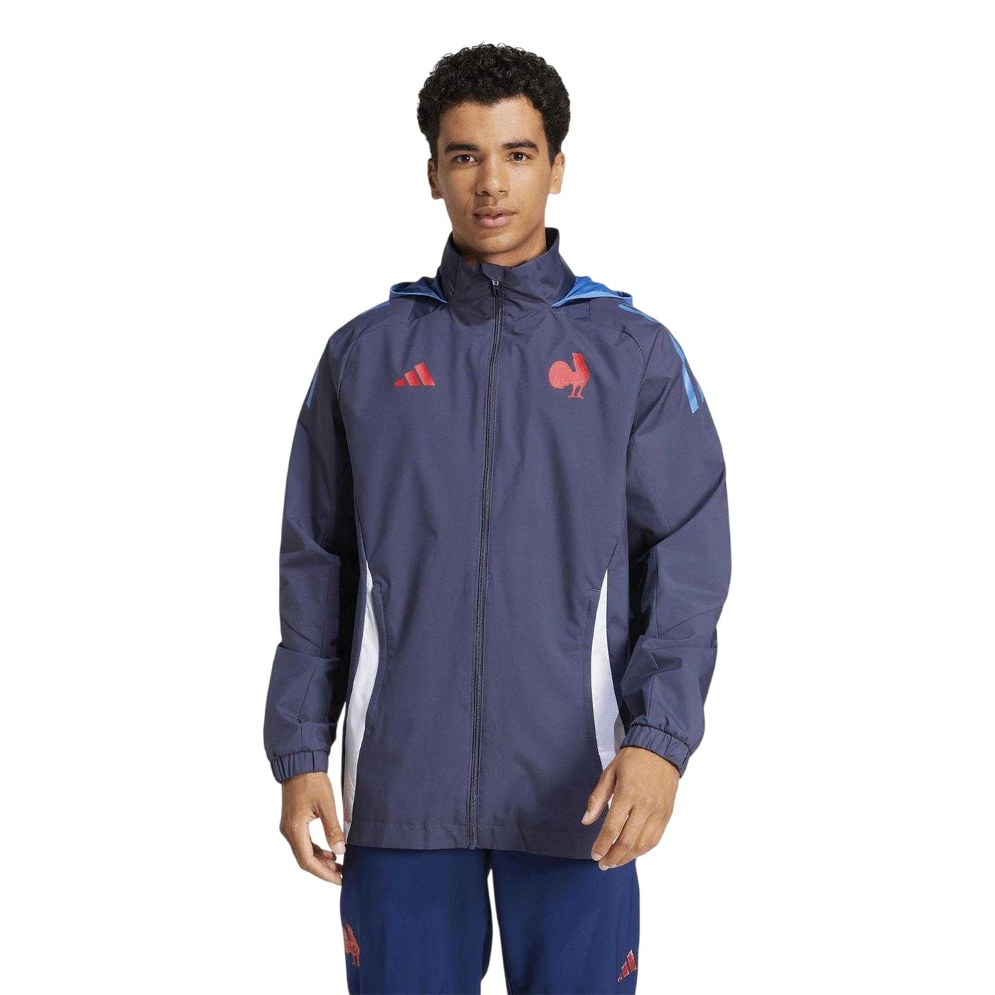 Shadow Blue - Pack Shot - Adidas Mens France Rugby Anorak
