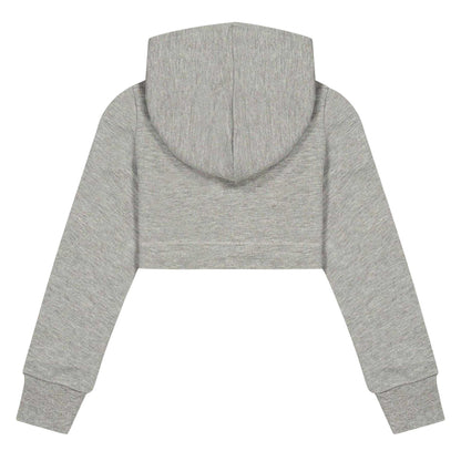 Grey - Back - Puma Girls Cropped Sweat Jacket