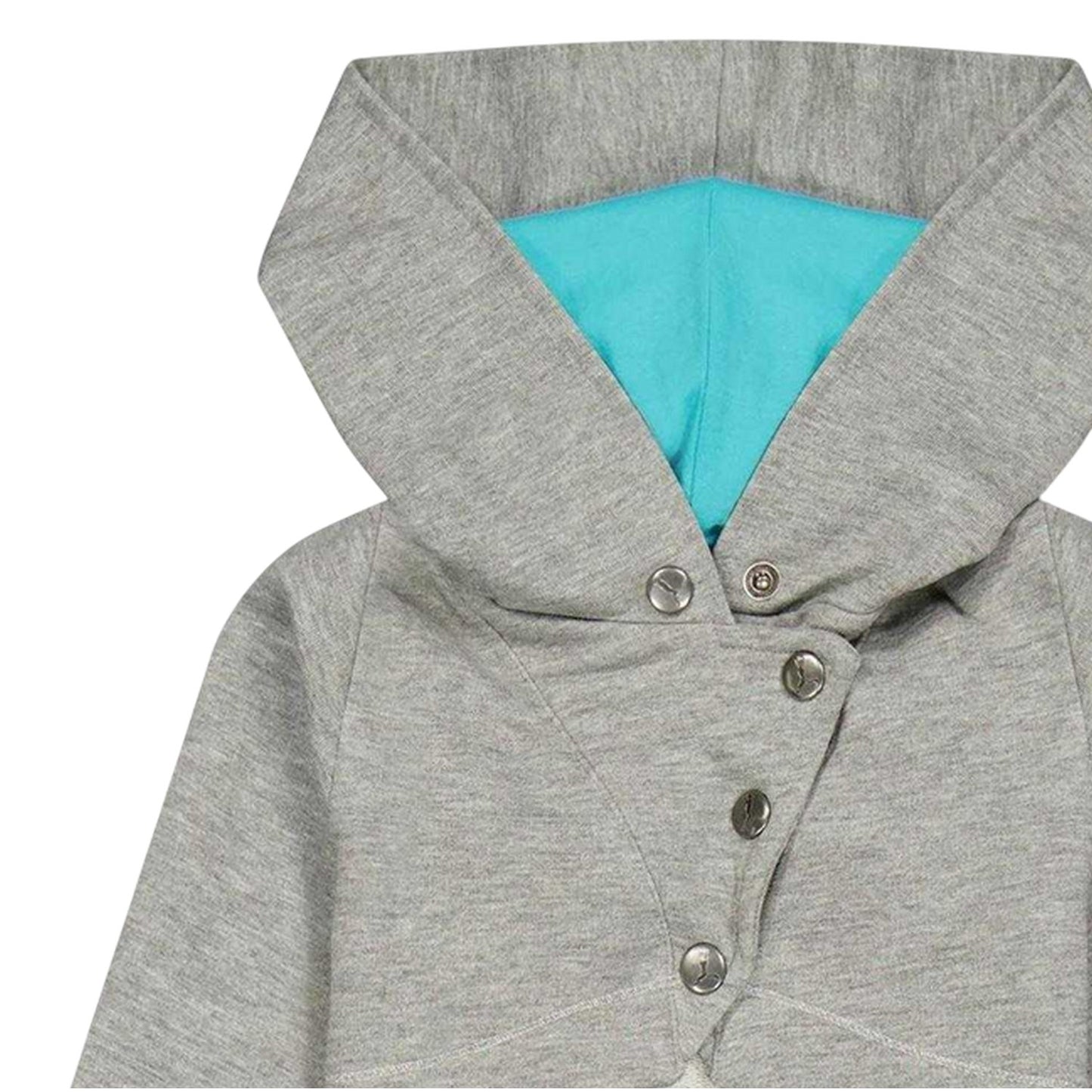 Grey - Side - Puma Girls Cropped Sweat Jacket