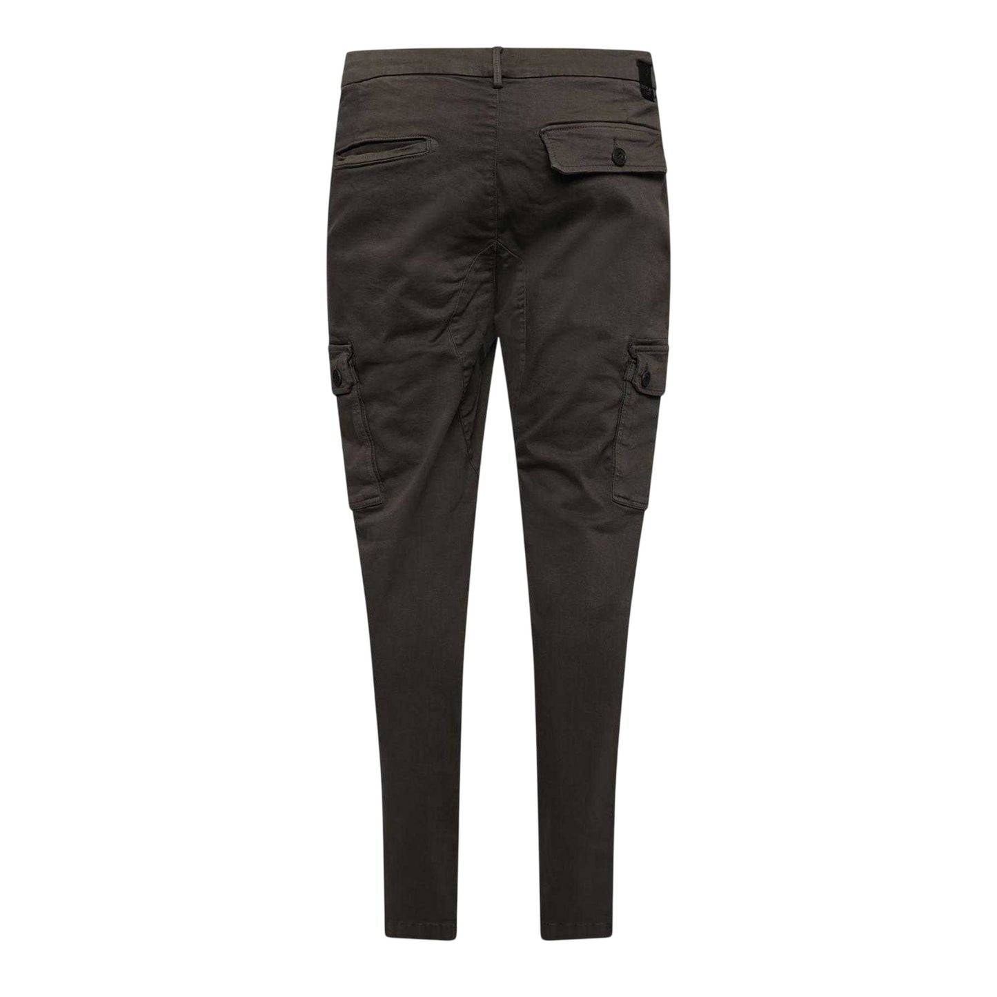 Green - Back - Replay Mens Cotton Denim Slim Cargo Trousers