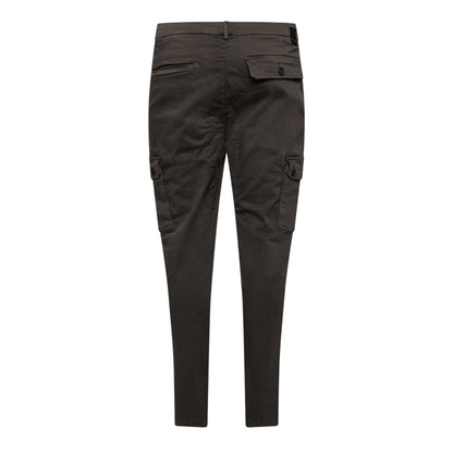 Green - Back - Replay Mens Cotton Denim Slim Cargo Trousers