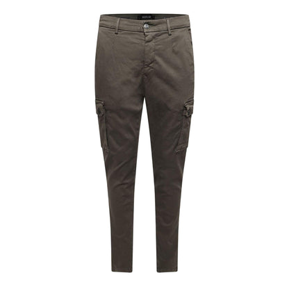 Green - Front - Replay Mens Cotton Denim Slim Cargo Trousers