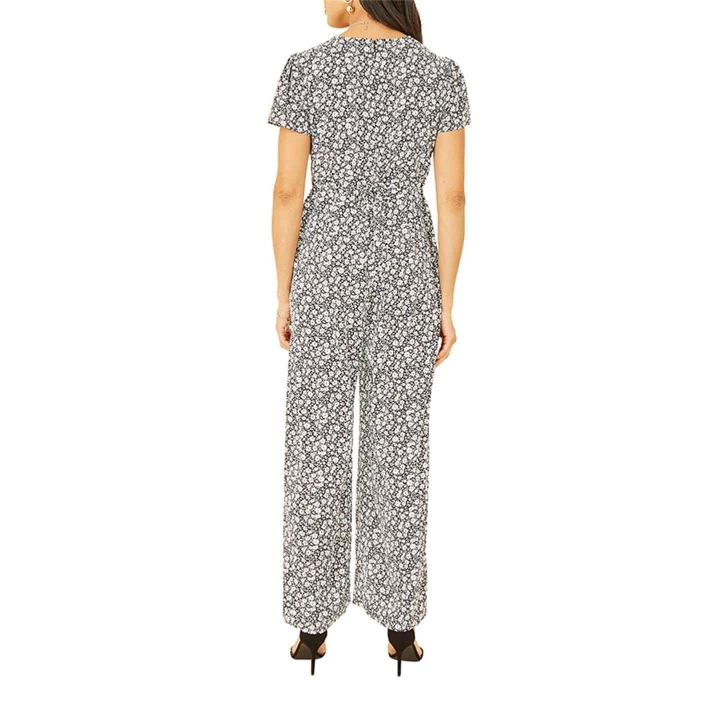 Black - Back - Yumi Womens-Ladies Ditsy Floral Jumpsuit